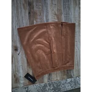 Women's High Waist Faux Suede Side Split Bodycon Short Mini Skirt M